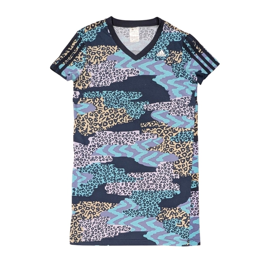 Adidas Farm Rio Slip Dress Cotton Poly 3 Stripes Blue Brown Leopard Camo GS6297